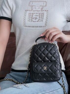 CHANEL GWP Black Quilted Mini Backpack Crossbody